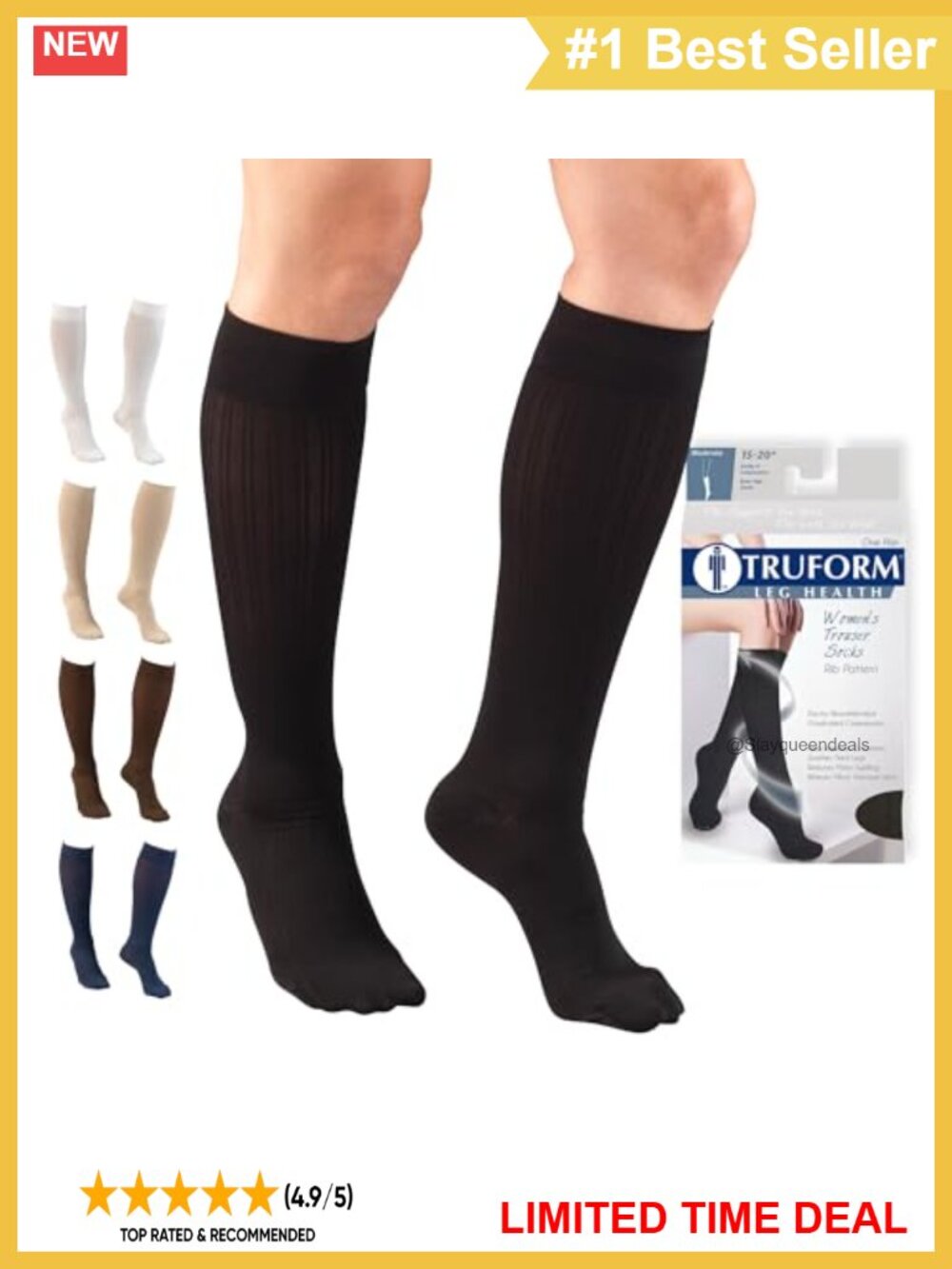 Compression Knee High Over Calf Dress Socks 15-20 mmHg Nylon Spandex